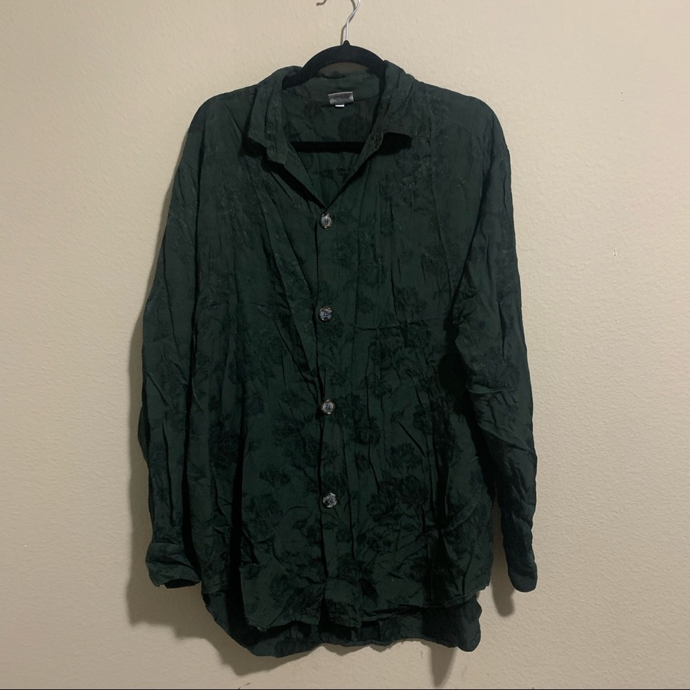 CP Shades green floral button down